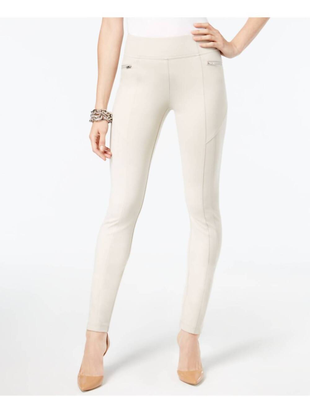 NEW I.N.C. INTERNATIONAL CONCEPTS curvy fit skinny moto pants in toad beige